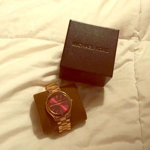 Michael kors rose gold and burgundy watch